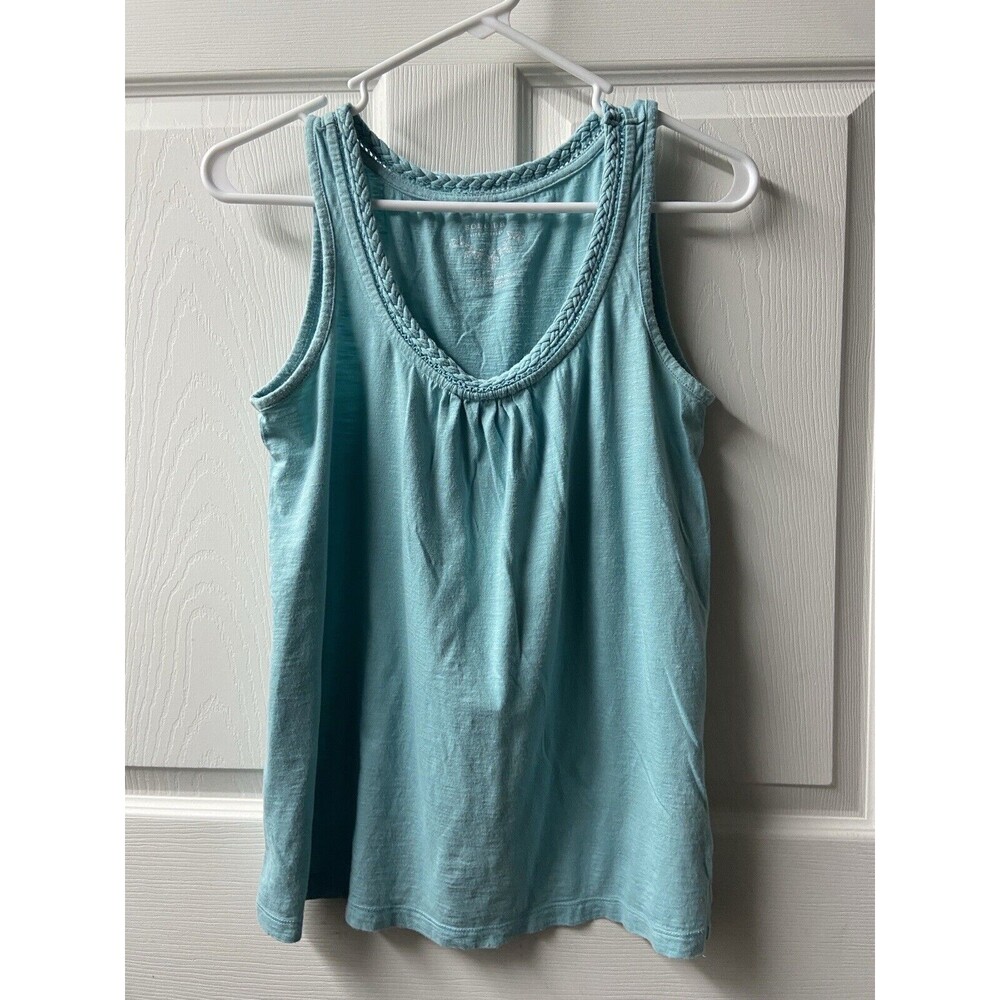 Sonoma Knit Tank Top Braid Trimmed Womens Size Medium Coastal Blue Stretch